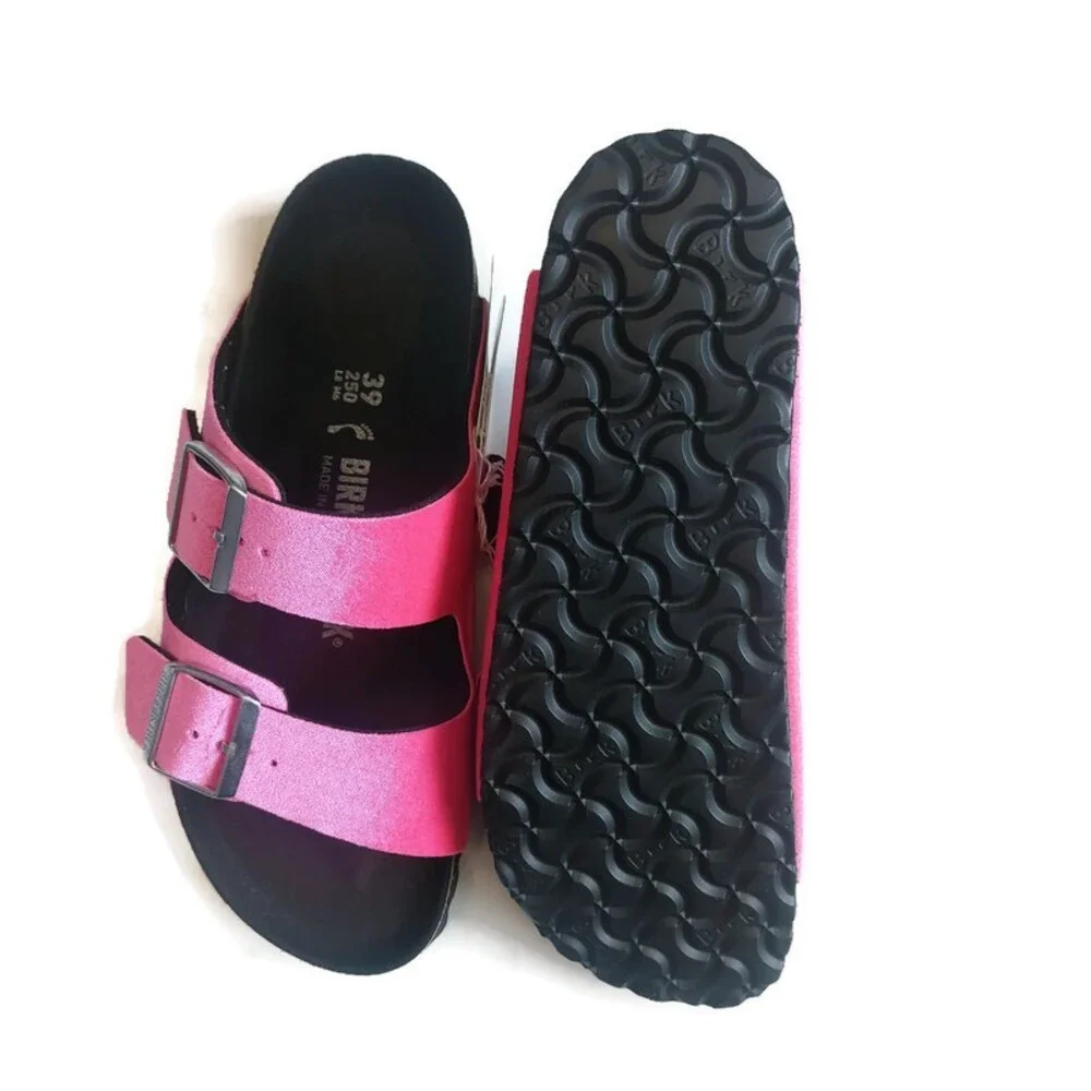 Birkenstock Womens 8 Mens 6 Arizona Rivet Logo Sandals Velvet Pink EU 39 Narrow - Picture 9 of 10